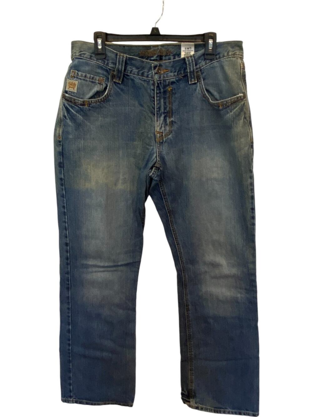 Cinch Womens Jeans 34x34 Blue Denim Cotton Bootcut Mid Rise Logo Medium Wash
